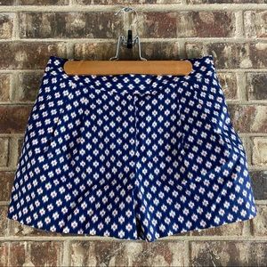 MICHAEL Michael Kors Prussian Clementine Ikat Floral Pleated Geometric Shorts  S